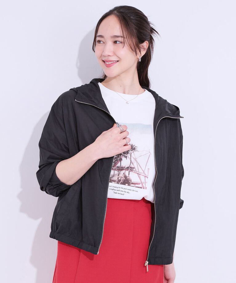 SHOO･LA･RUE「【S-LL】程よいシアー感　大人世代の軽やかフードブルゾン」|ブルゾン・スタジャン|