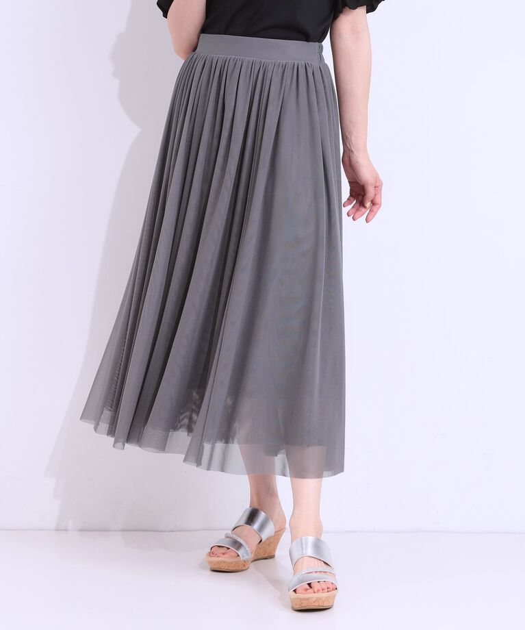 SHOO･LA･RUE「【S-LL】歩くたび揺れる姿が美しい とろみチュールスカート」|スカート|
