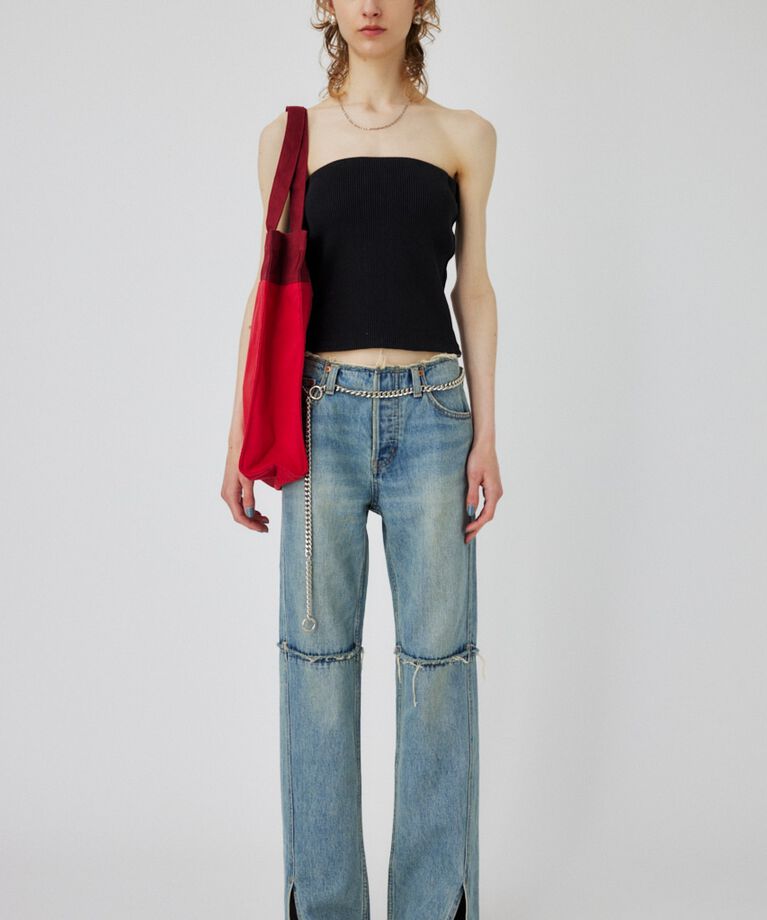 MOUSSY「CUP IN TUBE トップス」|チューブトップ|BLK