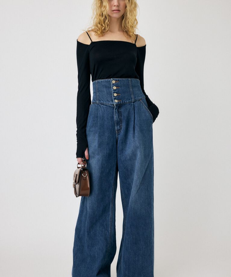 MOUSSY「CORSET DESIGN BAGGY」|デニム|BLU