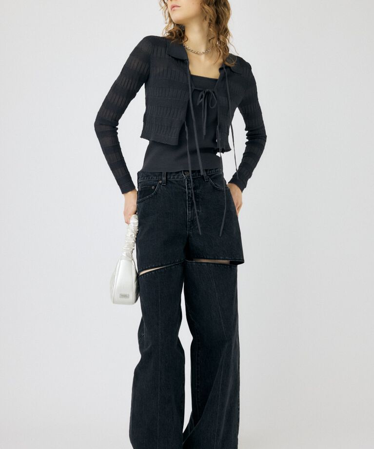 MOUSSY「KNIT キャミ & RIBBON シャツセット」|シャツ・ブラウス|