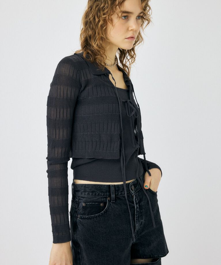 MOUSSY「KNIT キャミ & RIBBON シャツセット」|シャツ・ブラウス|