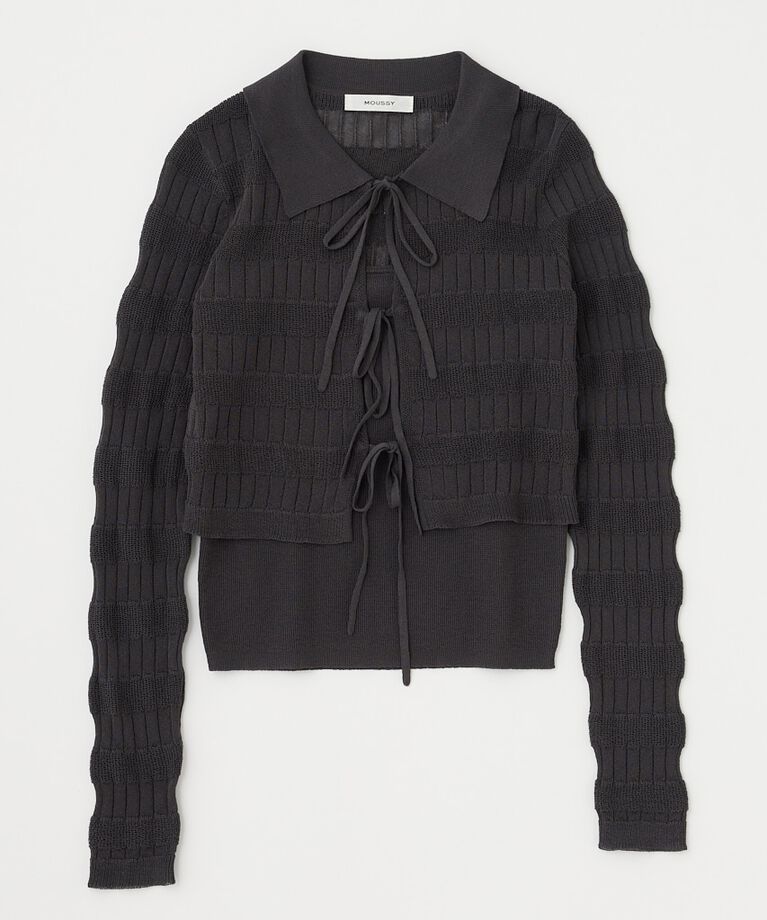 MOUSSY「KNIT キャミ & RIBBON シャツセット」|シャツ・ブラウス|
