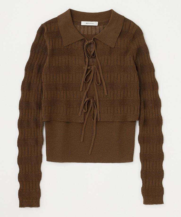 MOUSSY「KNIT キャミ & RIBBON シャツセット」|シャツ・ブラウス|