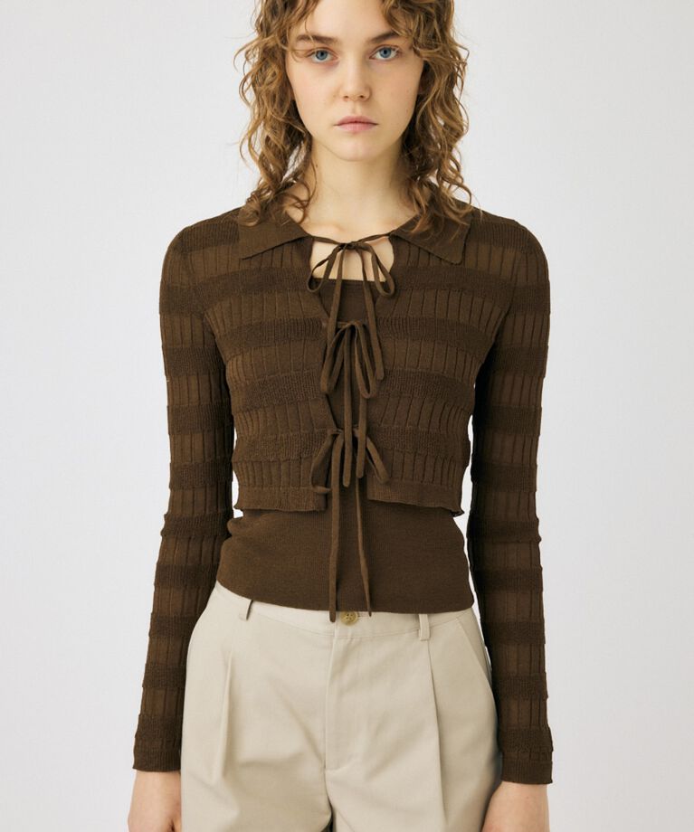 MOUSSY「KNIT キャミ & RIBBON シャツセット」|シャツ・ブラウス|