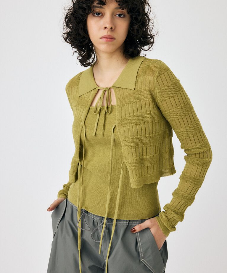 MOUSSY「KNIT キャミ & RIBBON シャツセット」|シャツ・ブラウス|