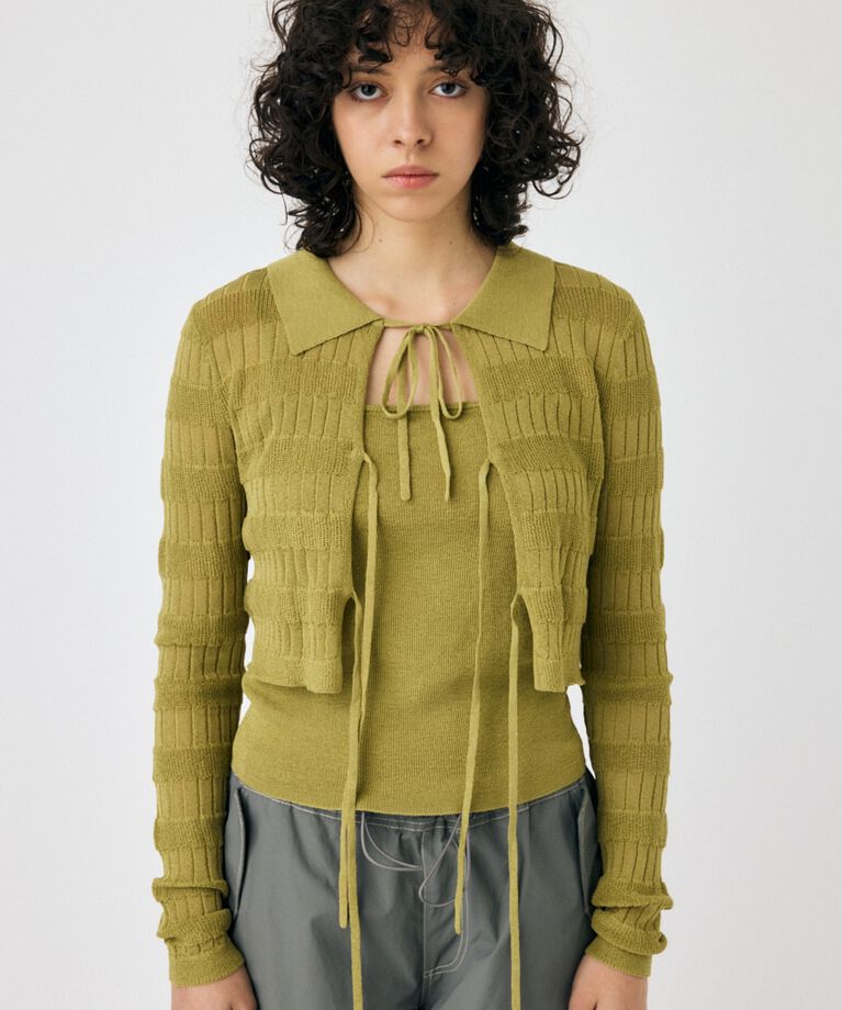 MOUSSY「KNIT キャミ & RIBBON シャツセット」|シャツ・ブラウス|