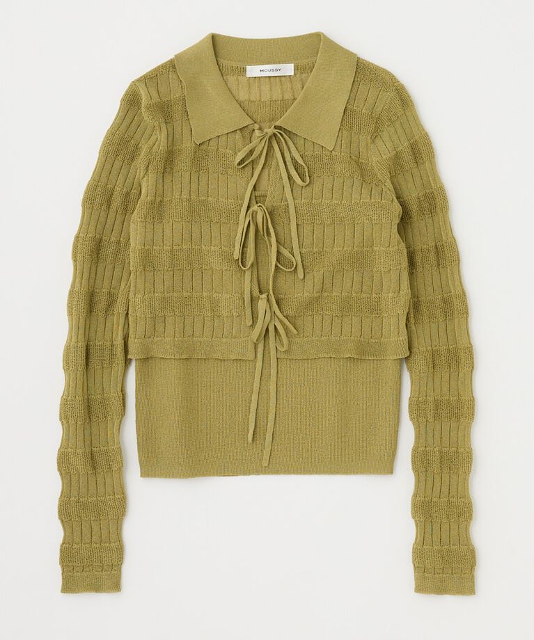 MOUSSY「KNIT キャミ & RIBBON シャツセット」|シャツ・ブラウス|