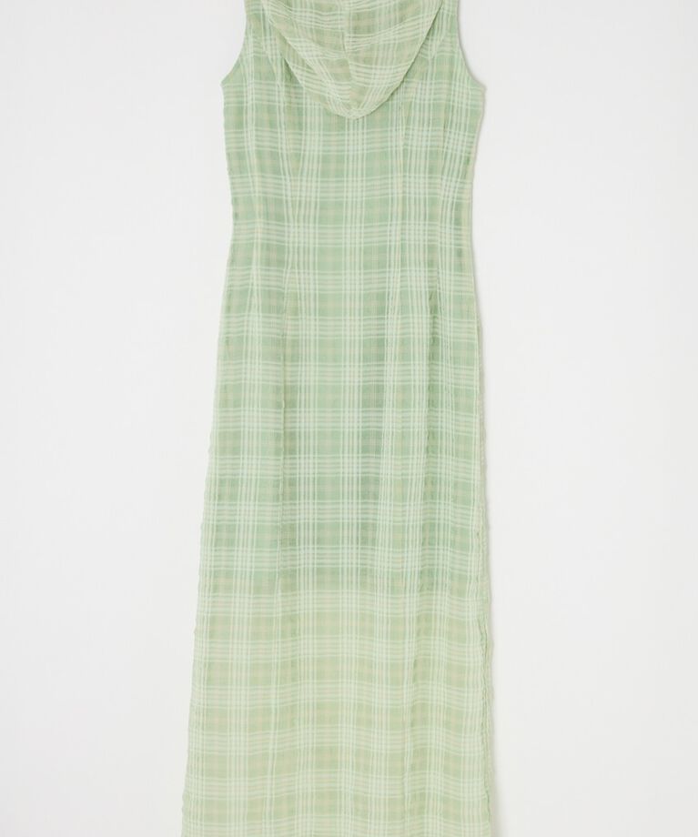 MOUSSY「HOODIE SLEEVELESS CHECK ドレス」|ワンピース|