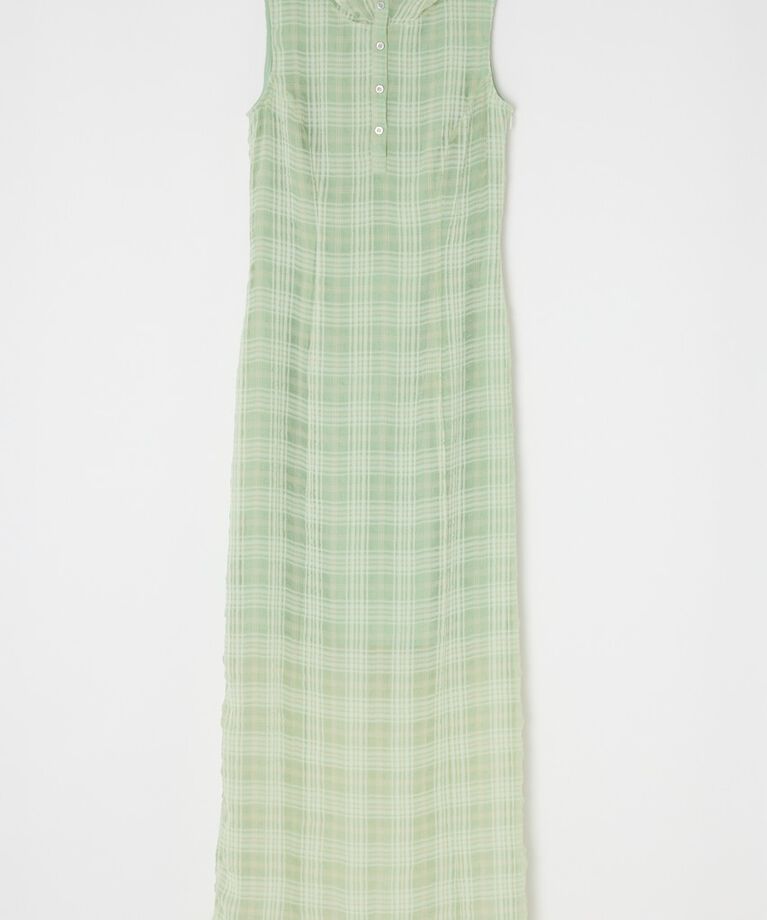MOUSSY「HOODIE SLEEVELESS CHECK ドレス」|ワンピース|