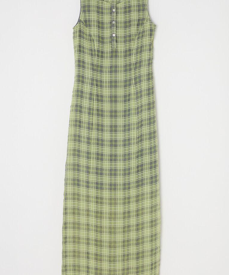 MOUSSY「HOODIE SLEEVELESS CHECK ドレス」|ワンピース|L/GRY1