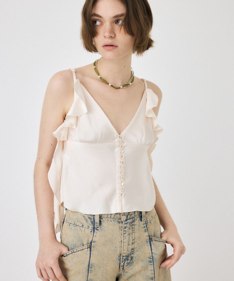 MOUSSY「FRILL STRAP SATIN キャミ」|キャミソール|