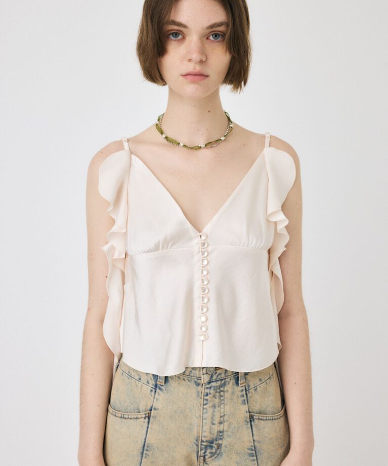 MOUSSY「FRILL STRAP SATIN キャミ」|キャミソール|