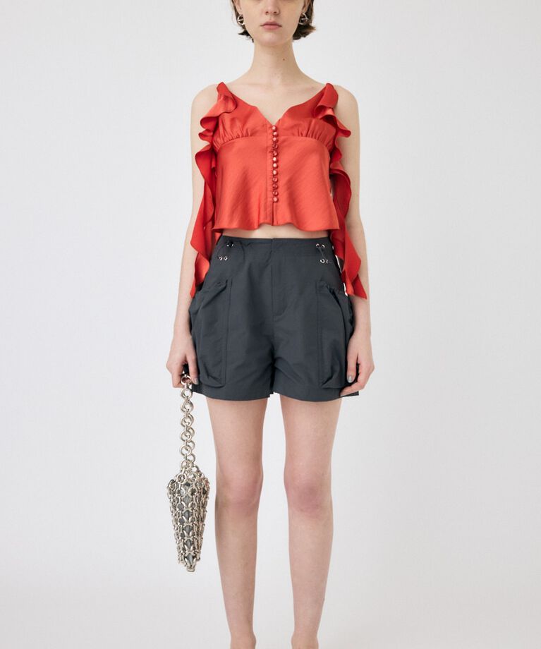 MOUSSY「FRILL STRAP SATIN キャミ」|キャミソール|