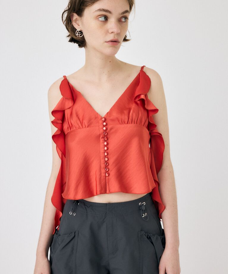 MOUSSY「FRILL STRAP SATIN キャミ」|キャミソール|