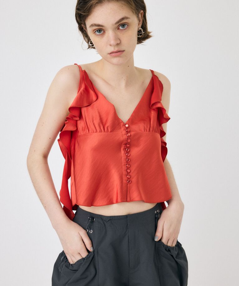 MOUSSY「FRILL STRAP SATIN キャミ」|キャミソール|