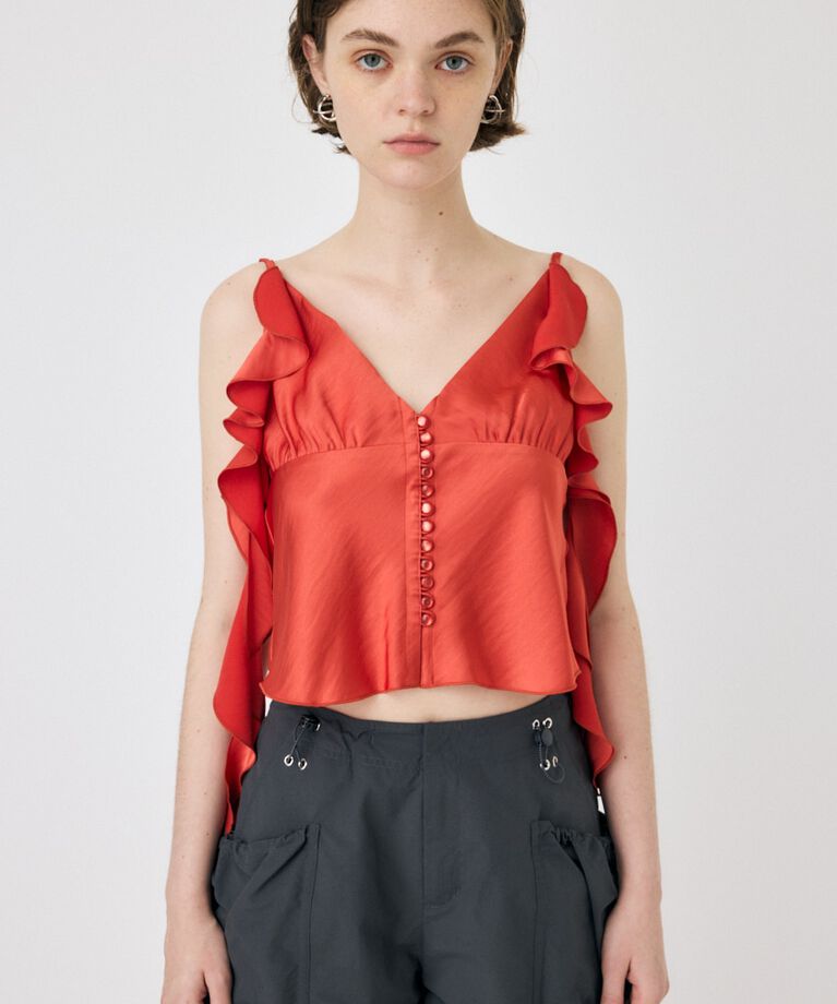 MOUSSY「FRILL STRAP SATIN キャミ」|キャミソール|