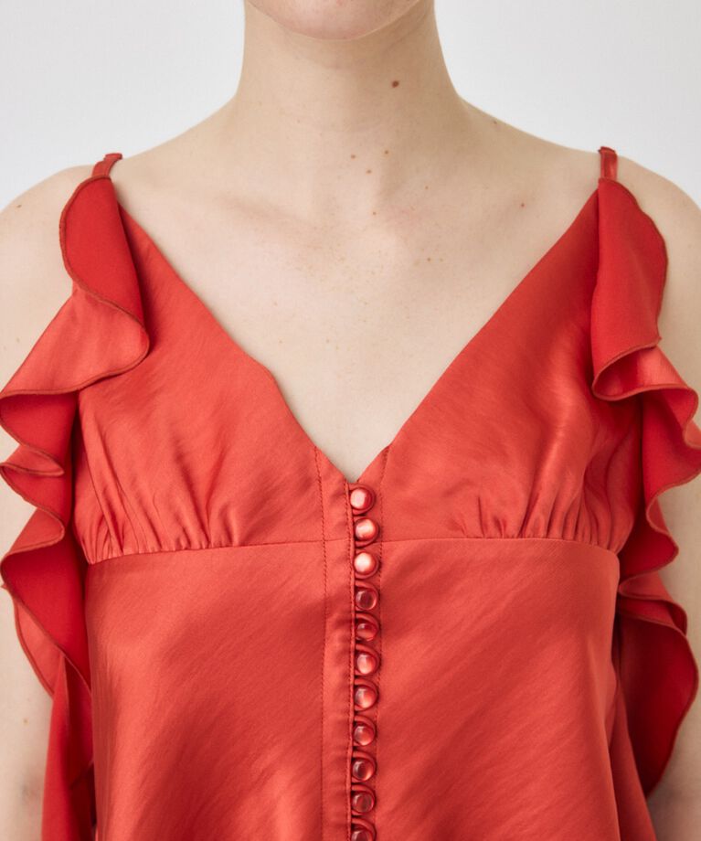 MOUSSY「FRILL STRAP SATIN キャミ」|キャミソール|