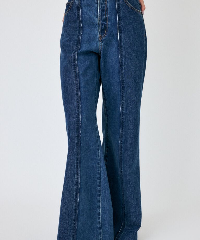 MOUSSY「TWO IN ONE ワイドストレートデニム」|デニム|BLU