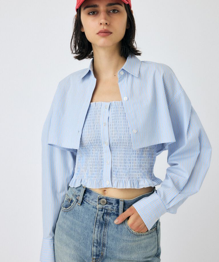 MOUSSY「CAMI & CROPPED シャツ」|その他|L/BLU1