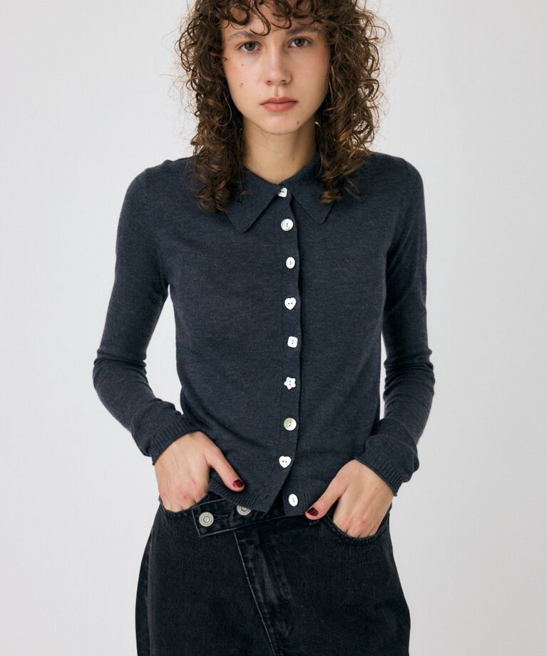 MOUSSY「RANDOM BUTTON カーディガン」|ニット・セーター|C.GRY