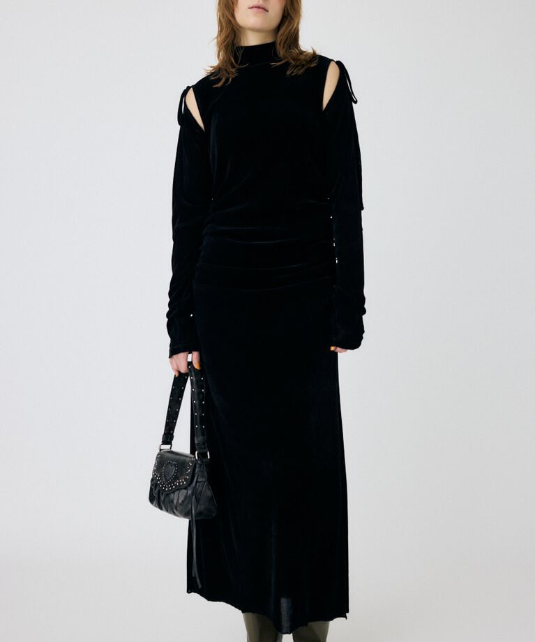 MOUSSY「VELVET GATHER ドレス」|ワンピース|