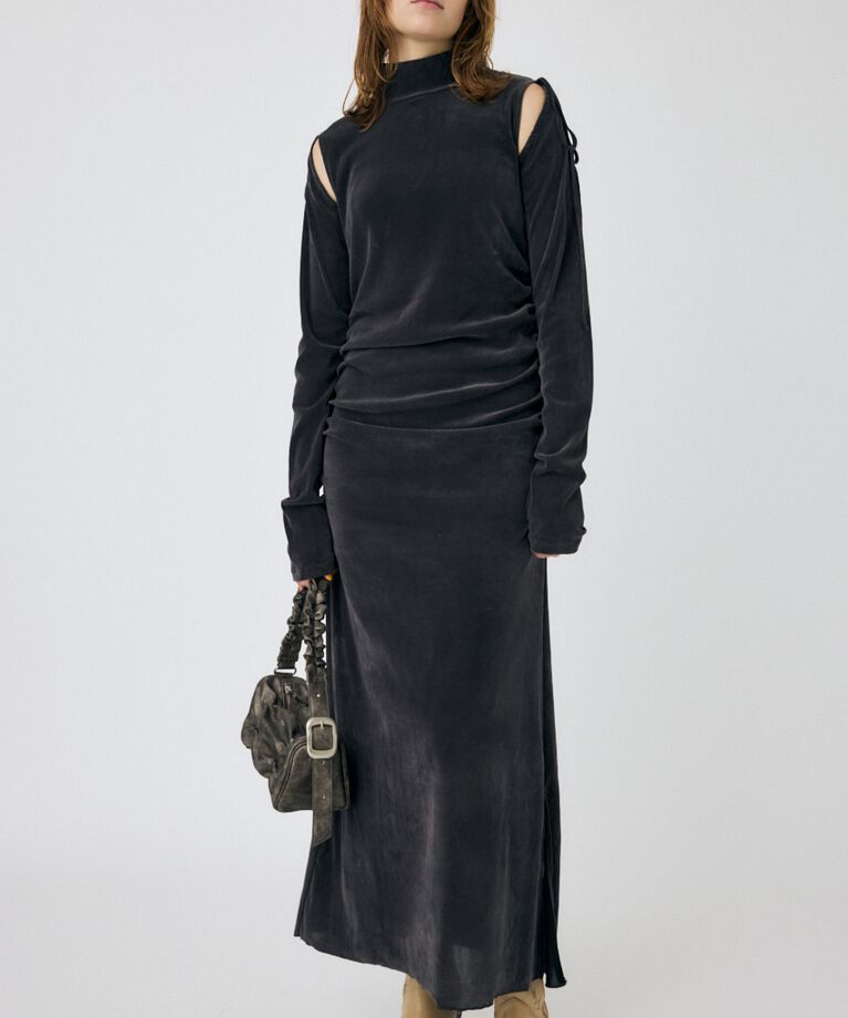 MOUSSY「VELVET GATHER ドレス」|ワンピース|GRY