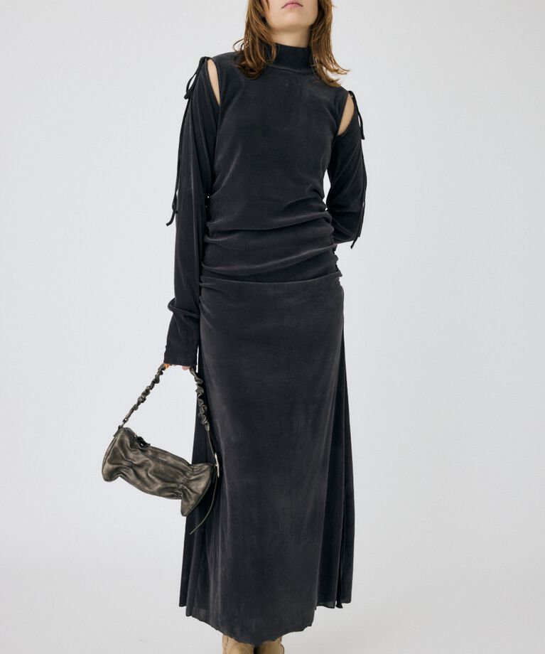 MOUSSY「VELVET GATHER ドレス」|ワンピース|
