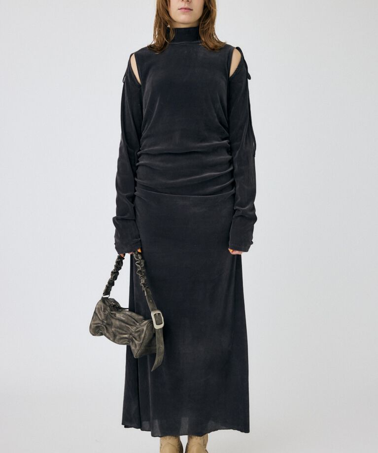 MOUSSY「VELVET GATHER ドレス」|ワンピース|