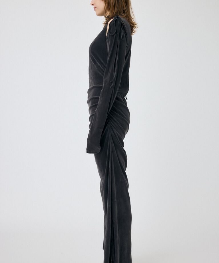 MOUSSY「VELVET GATHER ドレス」|ワンピース|
