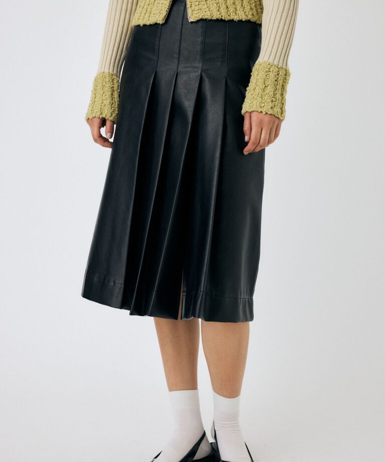 MOUSSY「F/LEATHER TUCKED ミディスカート」|スカート|