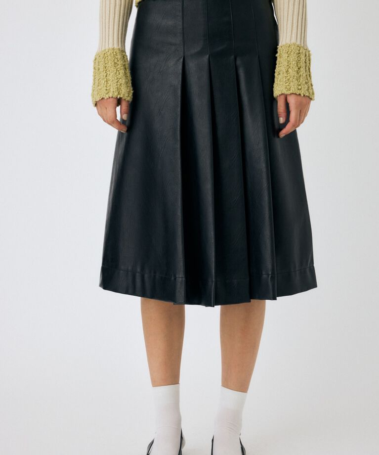 MOUSSY「F/LEATHER TUCKED ミディスカート」|スカート|