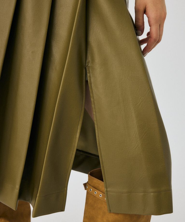 MOUSSY「F/LEATHER TUCKED ミディスカート」|スカート|