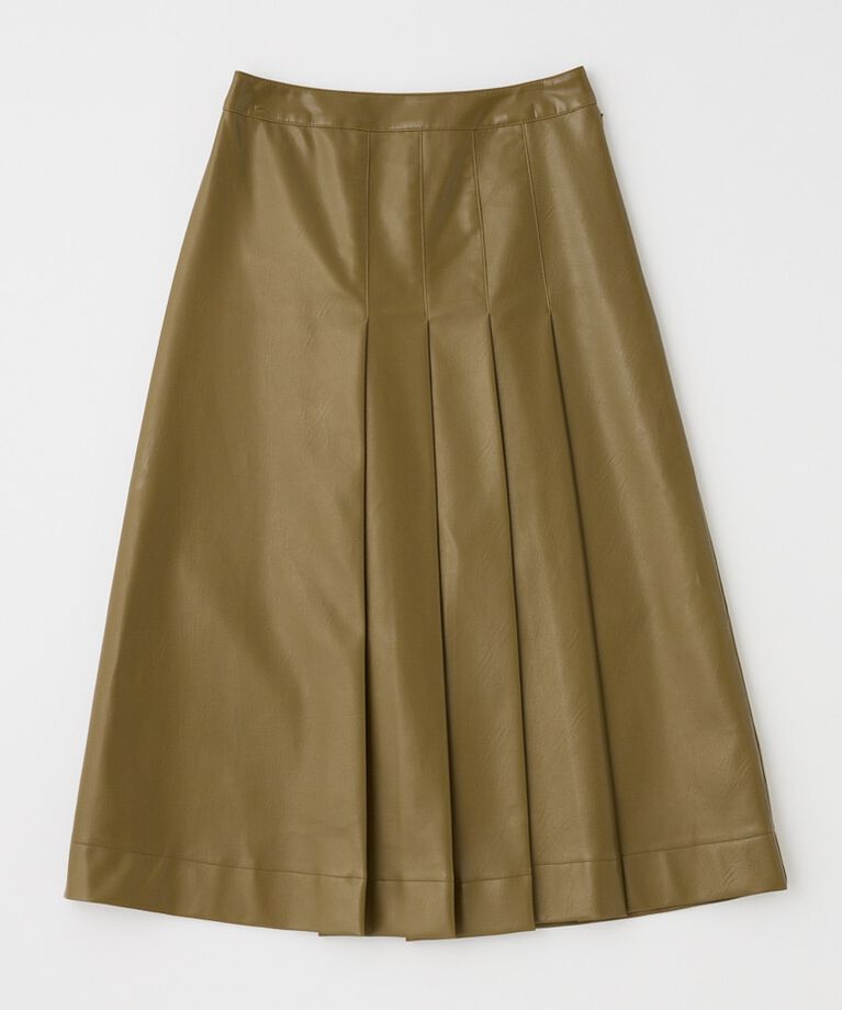 MOUSSY「F/LEATHER TUCKED ミディスカート」|スカート|