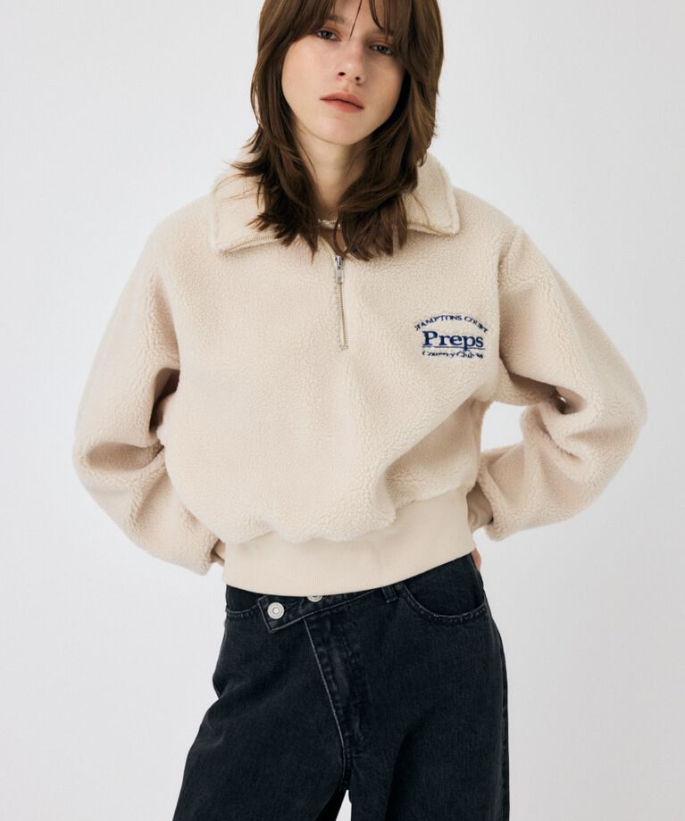 MOUSSY「HALF ZIP BOA プルオーバー」|パーカー|O/WHT1