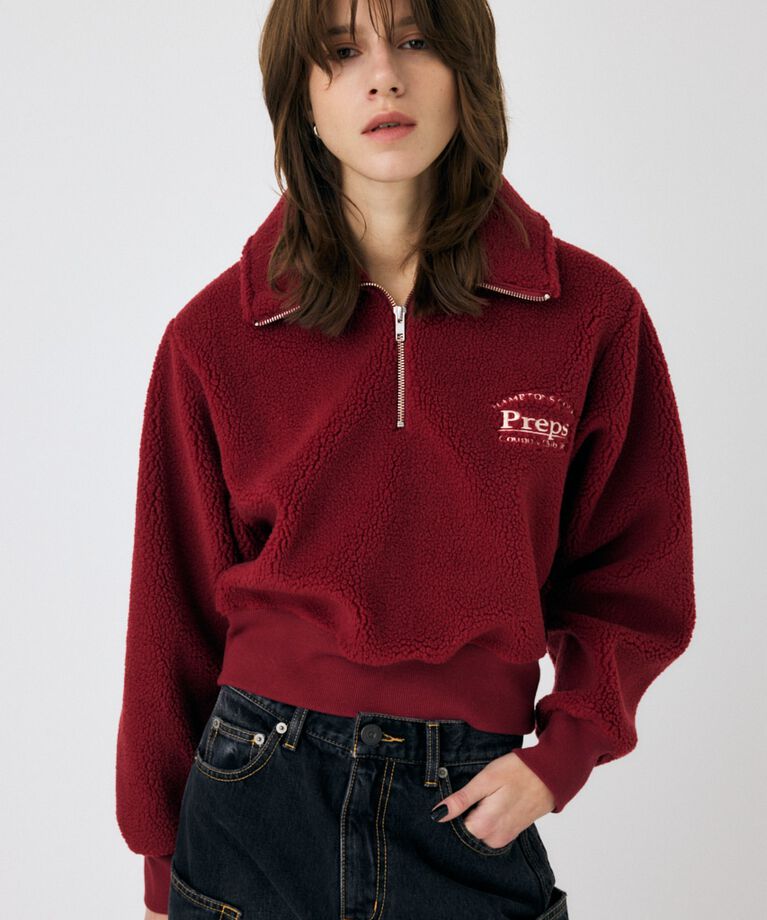 MOUSSY「HALF ZIP BOA プルオーバー」|パーカー|D/RED3