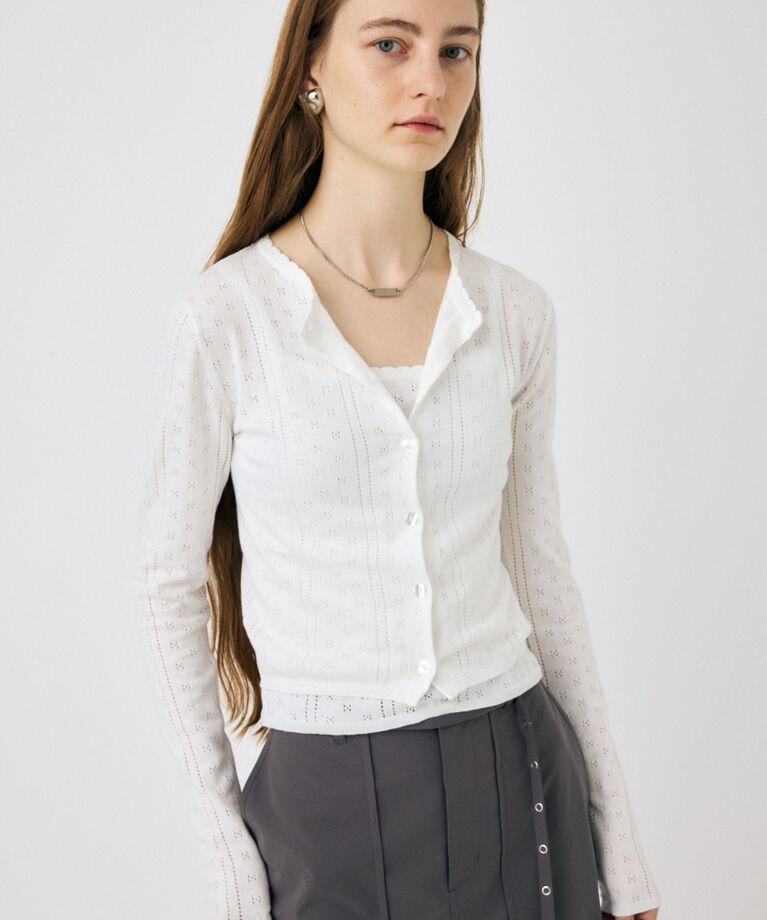 MOUSSY「PICOT EYELET ニットアンサンブル」|ニット・セーター|O/WHT1