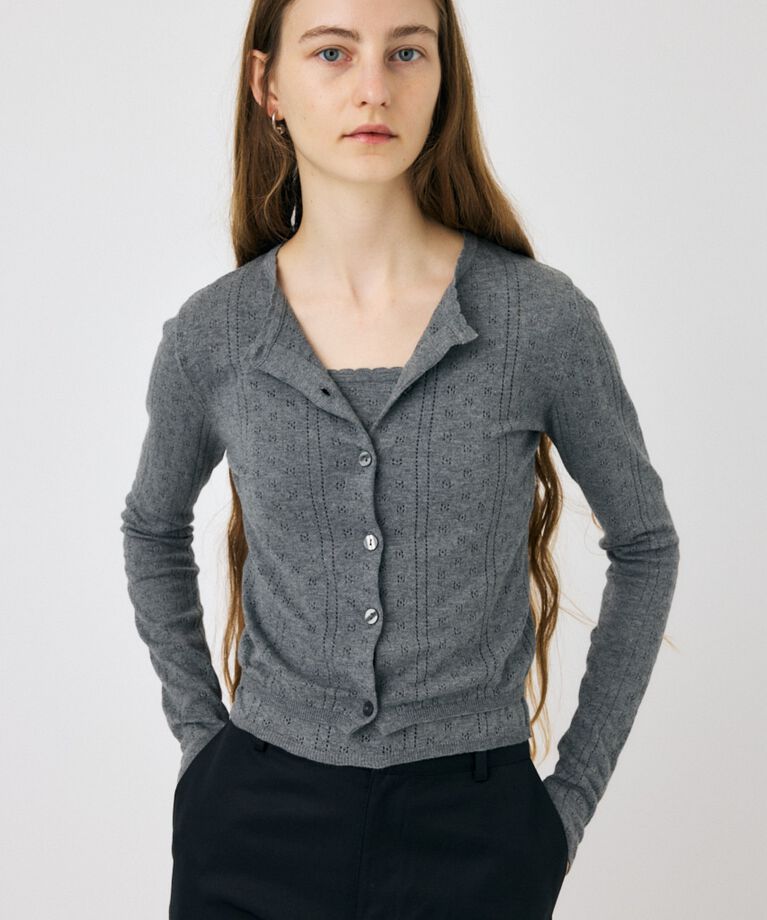 MOUSSY「PICOT EYELET ニットアンサンブル」|ニット・セーター|T.GRY