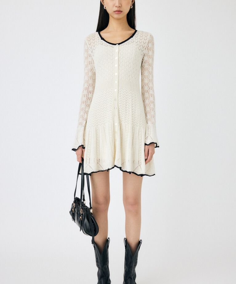 MOUSSY「EYELET LACE KNIT ミニドレス」|ワンピース|