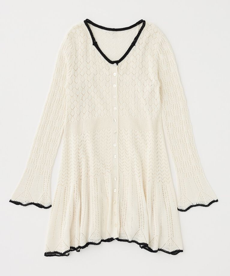 MOUSSY「EYELET LACE KNIT ミニドレス」|ワンピース|