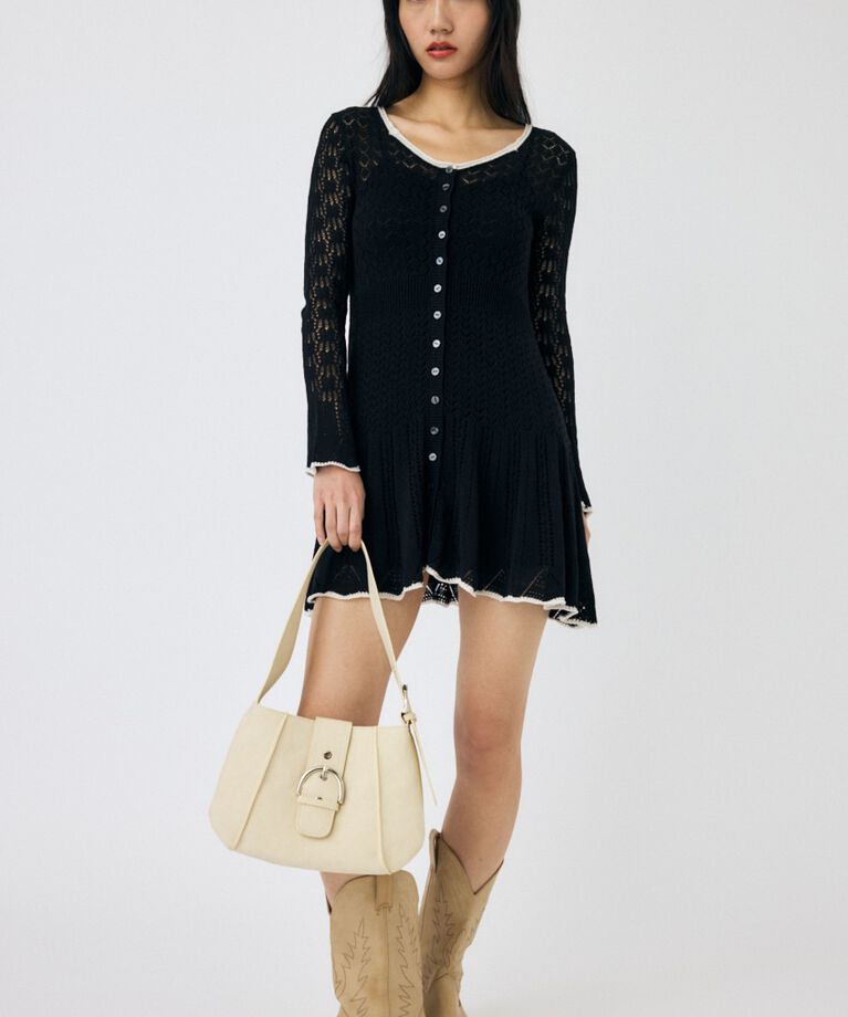 MOUSSY「EYELET LACE KNIT ミニドレス」|ワンピース|
