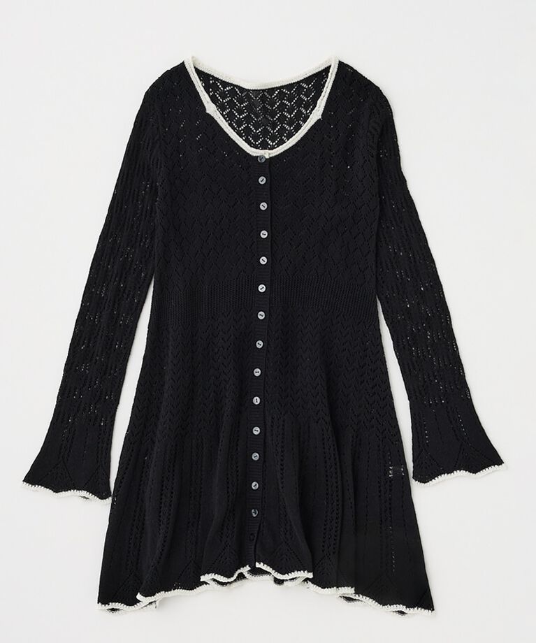 MOUSSY「EYELET LACE KNIT ミニドレス」|ワンピース|