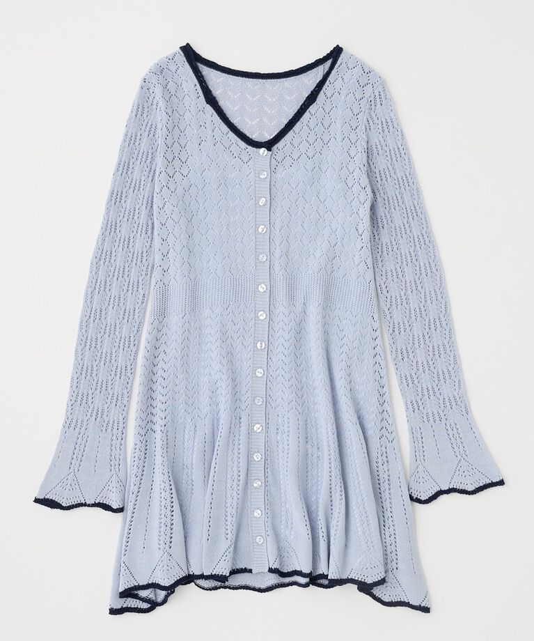 MOUSSY「EYELET LACE KNIT ミニドレス」|ワンピース|