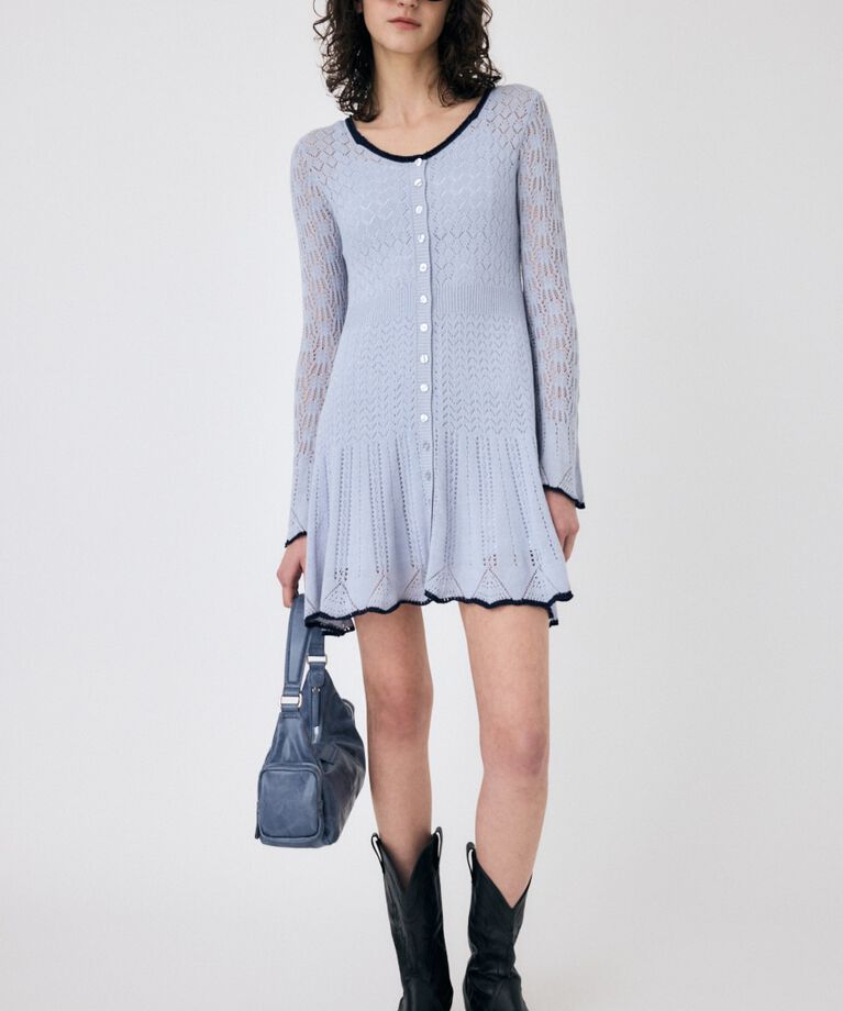 MOUSSY「EYELET LACE KNIT ミニドレス」|ワンピース|