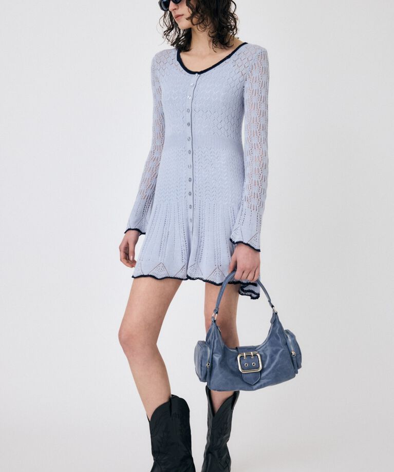 MOUSSY「EYELET LACE KNIT ミニドレス」|ワンピース|