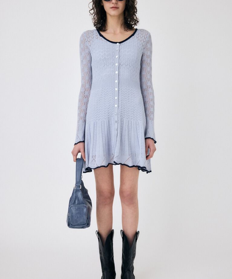 MOUSSY「EYELET LACE KNIT ミニドレス」|ワンピース|