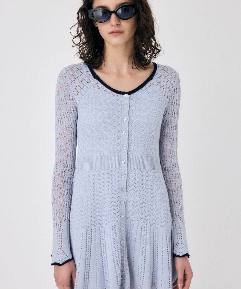 MOUSSY「EYELET LACE KNIT ミニドレス」|ワンピース|