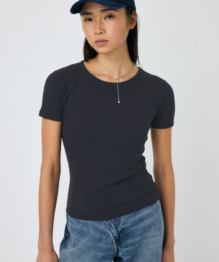 MOUSSY「BASIC RIB TEE」|Tシャツ・カットソー|L/BLK1