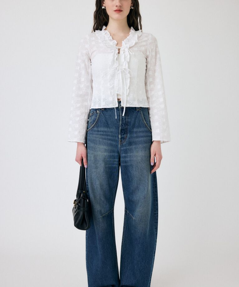 MOUSSY「FRONT TIE EYELET シャツ」|シャツ・ブラウス|