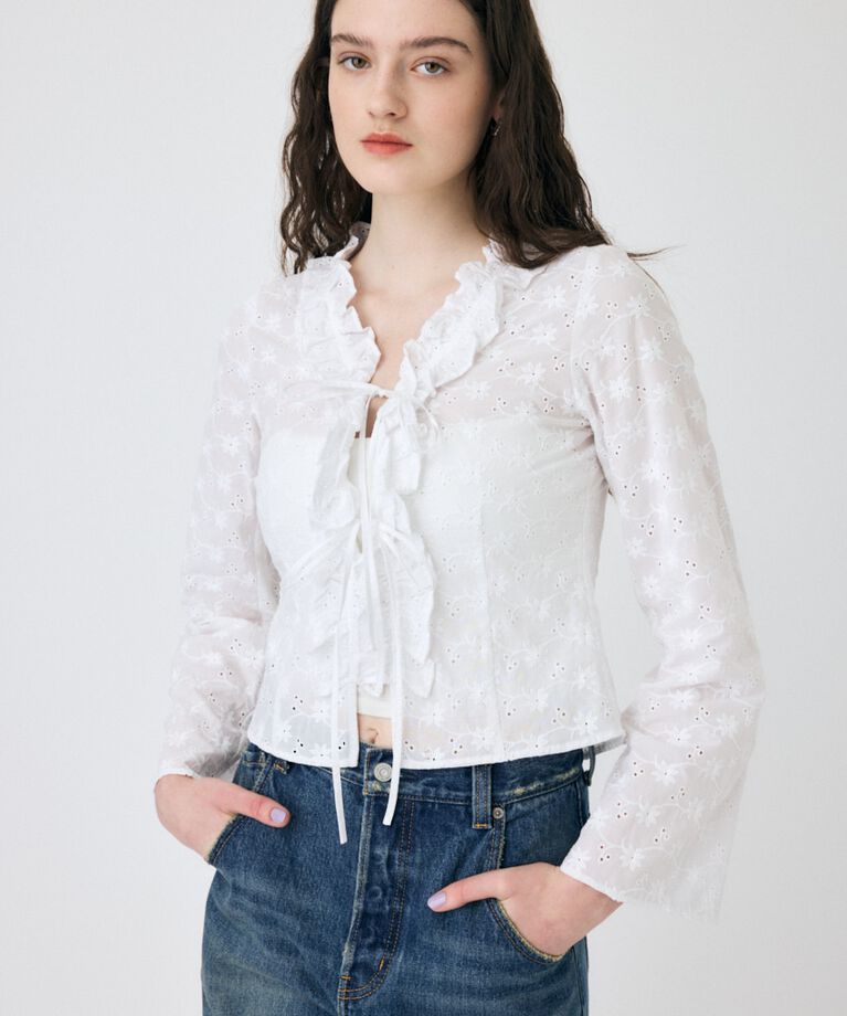 MOUSSY「FRONT TIE EYELET シャツ」|シャツ・ブラウス|
